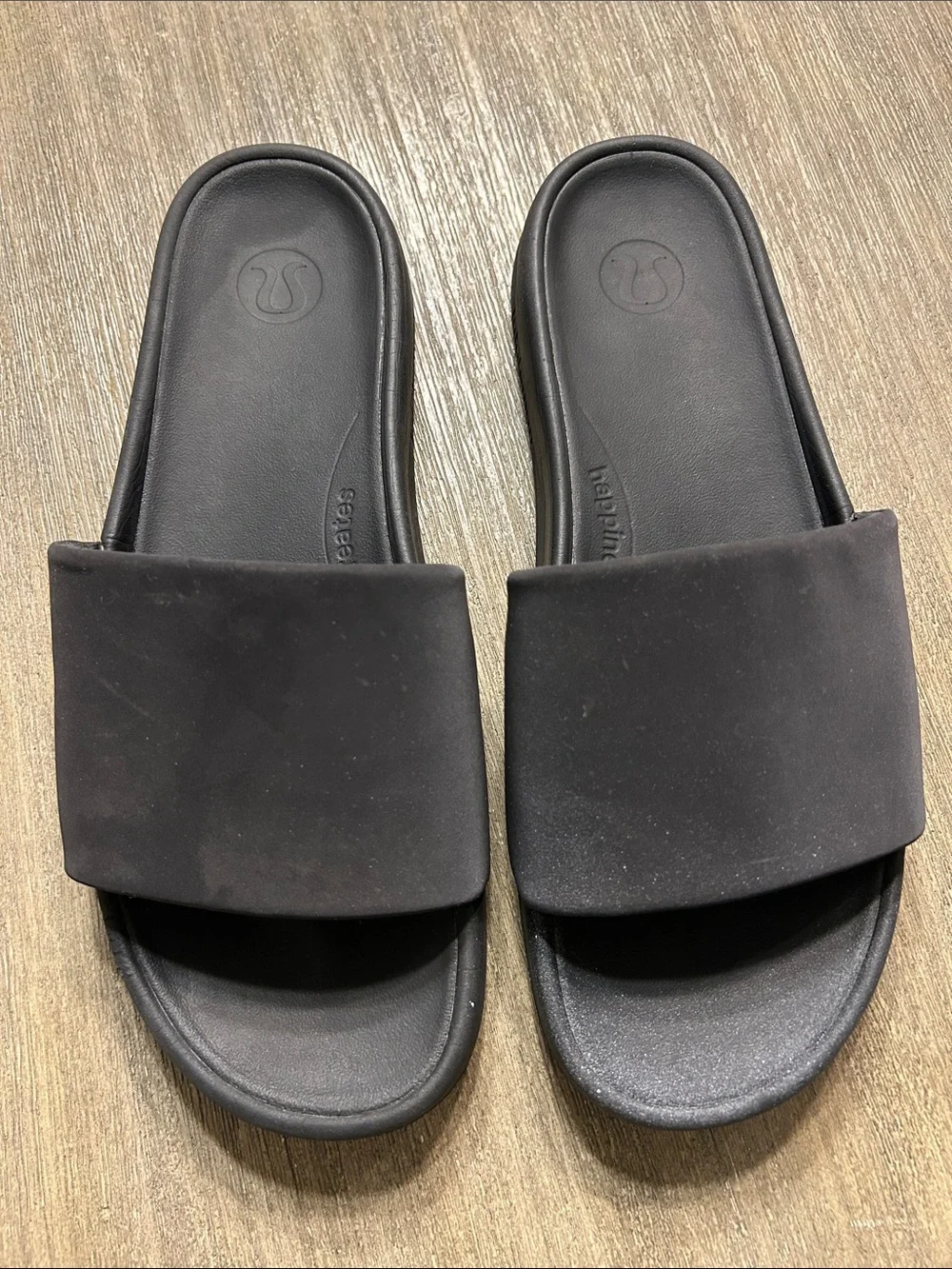 Lululemon Black Slide Black Sandals, Size 11, Gently Used.